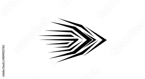 Black Arrow Icon with Sharp Lines.
