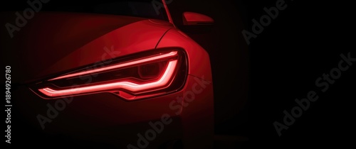 Tableau sur toile Close-up of headlight on a dark backdrop