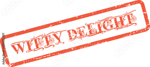 Grungy red rubber stamp featuring Witty Delight text perfect for conveying amusement and great pleasure