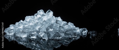 Crushed ice cubes pieces on background featuring clipping path