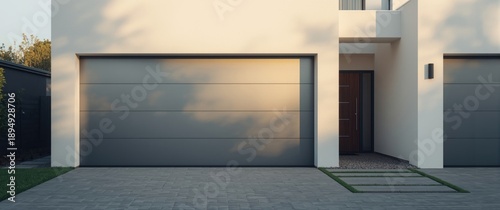 Wallpaper Mural Grey garage door and entrance gate on a modern new house with sectional tilting design Torontodigital.ca