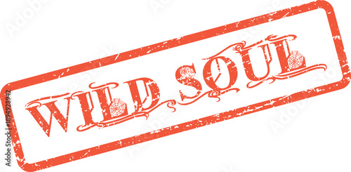 Red rubber grunge style stamp with wild soul text for expressive projects