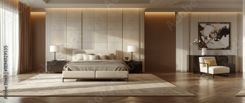 Wallpaper Mural Modern bedroom featuring designer furniture Torontodigital.ca