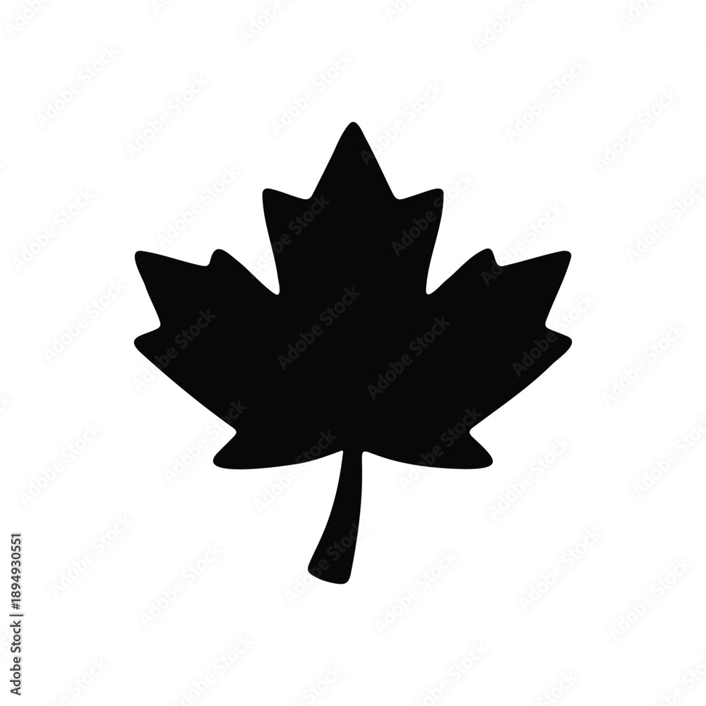 Naklejka premium Maple leaf silhouette icon vector flat design.
