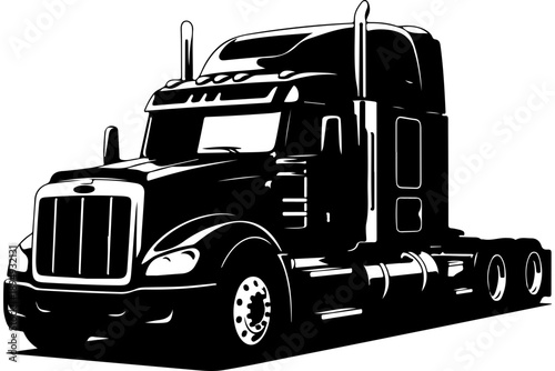 Black Semi-Truck Illustration