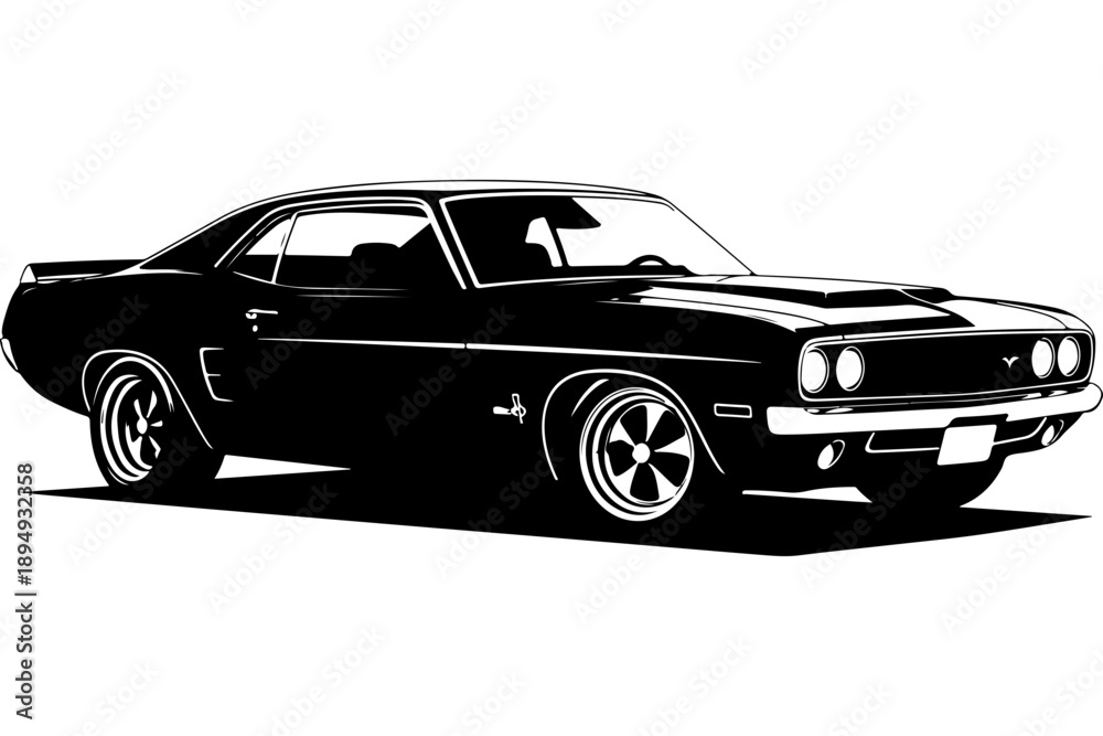Fototapeta premium Vintage Muscle Car Silhouette
