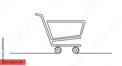 Simple Line Drawing of Shopping Cart.