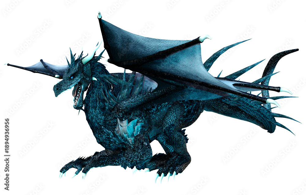 Fototapeta premium 3D Rendering Fairy Tale Dragon on White