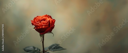 Single Rose with Deep Orange Color