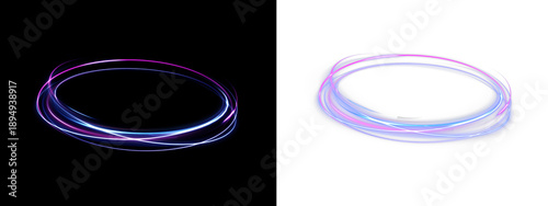 Canvas Print Abstract purple swirl effect spins in circular motion on transparent background