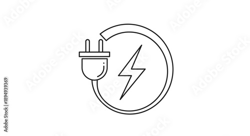 Electric Plug with Lightning Bolt Symbol.