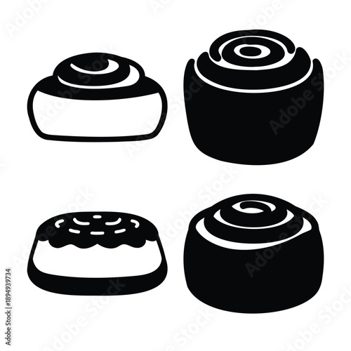 A delightful collection of stylized cinnamon roll and sweet bun silhouettes