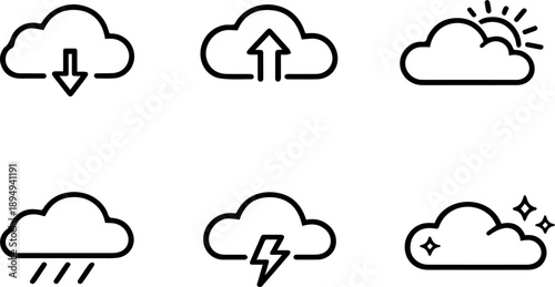 Simple Weather Forecast Line Icons