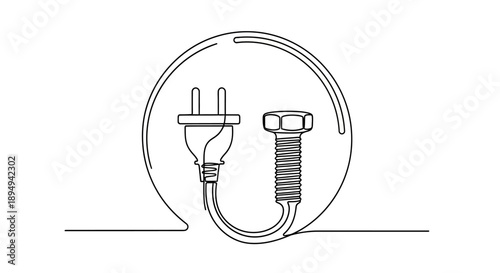 Electric Cable and Plug Illustration Design.