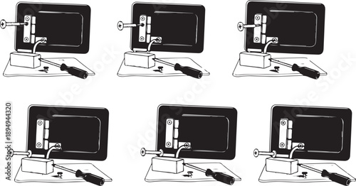 Multiple computer monitor angles and positions illustrated clearly