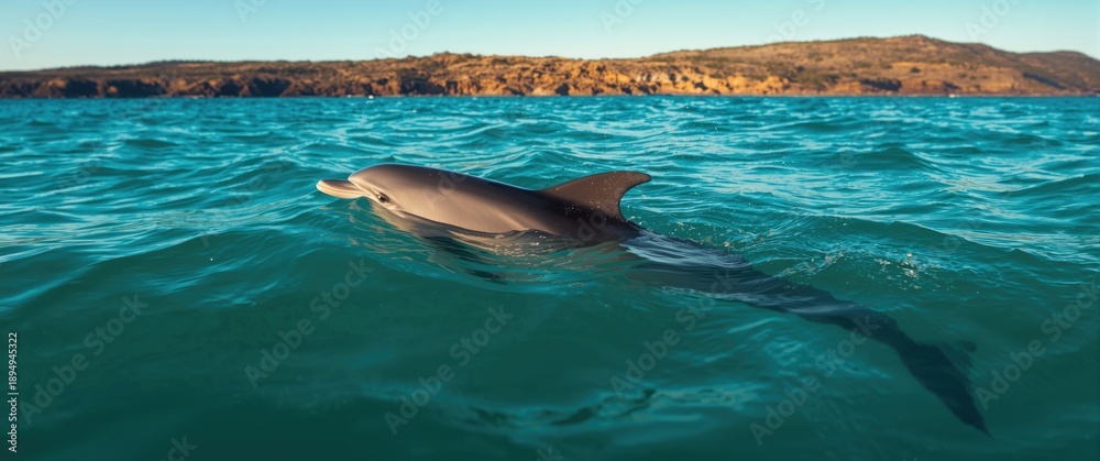 Fototapeta premium Western Australia's coast with a playing dolphin