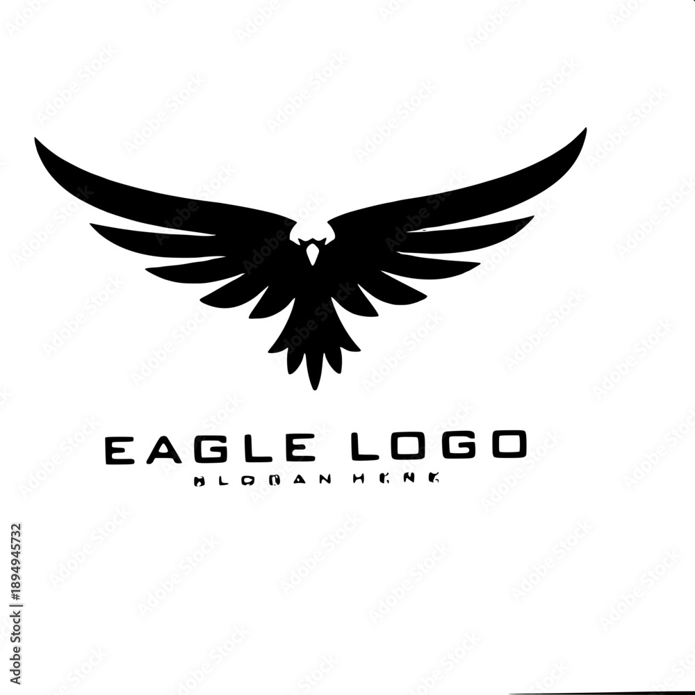 Obraz premium King eagle logo illustration, black and white, sharp feather details, modern emblem design