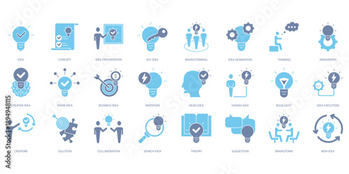 idea icons set. Set of editable stroke icons.Set of idea