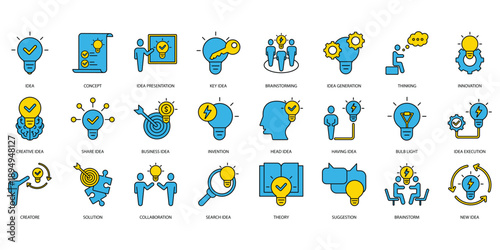 idea icons set. Set of editable stroke icons.Set of idea