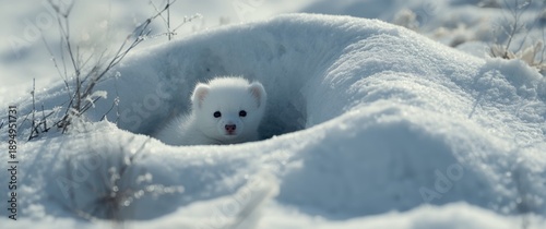 Young Ermine Near Its Burrow