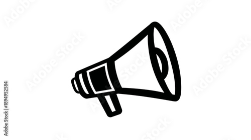 Black outline megaphone icon. Symbol for announcement, communication, marketing, public speaking, and important messages.