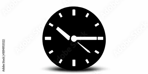 Black office wall clock with a circular dial and second hand isolated on a white background as a business time symbol vector illustration
