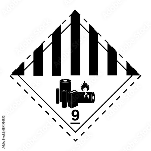 ADR LBM Class 9 Hazard Label. ADR LBM Safety Label for Packaging. Lithium Battery Class 9 Dangerous Goods. Class 9 Miscellaneous Hazard Symbol for Transport. International Shipping Label. 