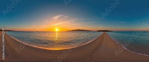 Sunrise over the sea in Santo Domingo, Dominican Republic: panoramic view