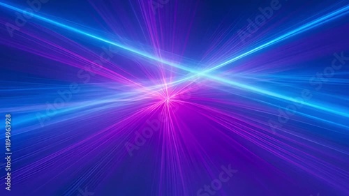 Explosive burst of vibrant blue and pink light energy beams converging and diverging, creating a spectacular abstract motion background.