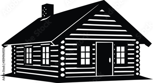  Rustic log cabin silhouette vector illustration