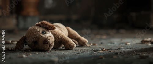 Lonely stuffed dog toy left behind, highlighting cruelty to animals