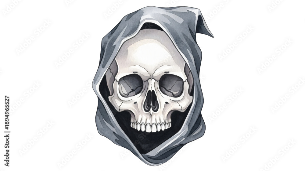 Fototapeta premium Skull with hood on it head and hood over its head with.