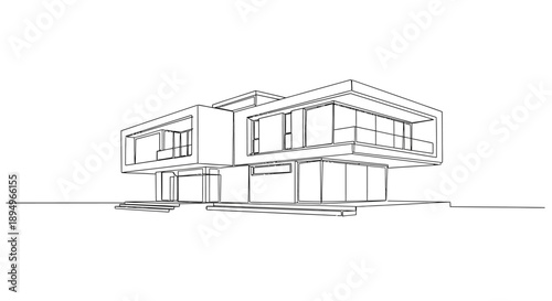 modern house design, architectural drawing