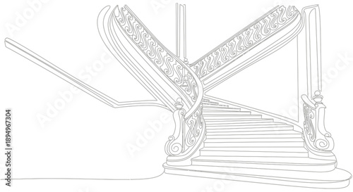 ornate staircase with carved balustrades