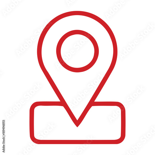 Free Download Red location pin icon line art, map marker symbol, GPS navigation point isolated on white background - GFXLoad