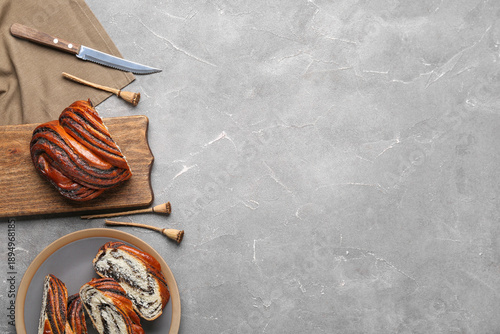 Plate and wooden board with...