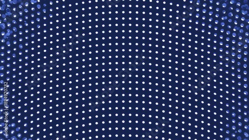 Abstract Motion Graphics of Navy Blue Polka Dot Grid Transitioning to Particles and Inverting Colors