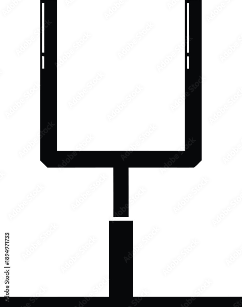 Fototapeta premium American football goal post silhouette, black sports equipment icon, minimalist field goal uprights for game day graphics and team branding