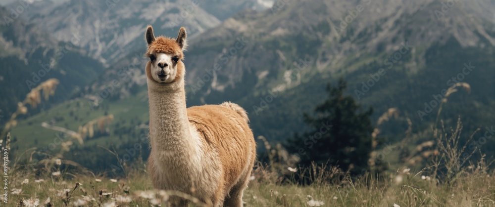 Obraz premium Nature Scene Featuring a Lama (Lama glama) Portrait