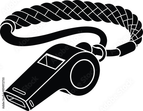Referee whistle with braided lanyard for sports officials
