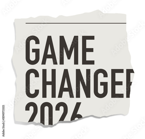 Torn newspaper headline. Isolated vector paper piece with bold typography on a transparent background.