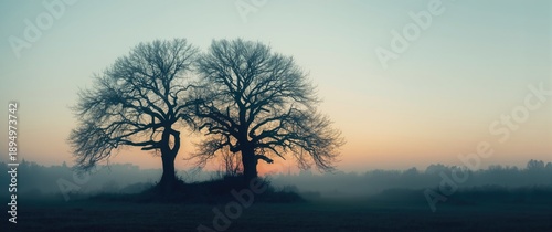 Panel kuchenny z motywem Double exposure artwork of tree shapes