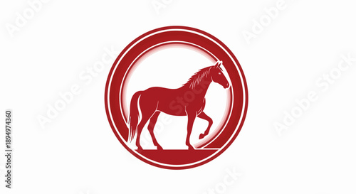 Red Horse Silhouette Inside a Circular Emblem.