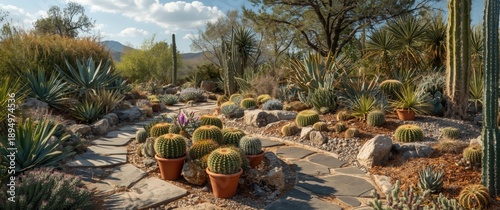 Garden Scene with Cacti in ...