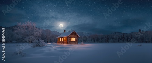 Snowy landscape under a sta...