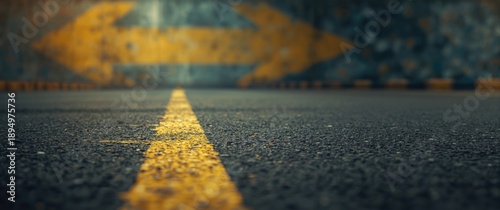Yellow arrow painted on a w...