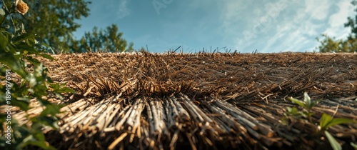 Closeup of thatch roofing, ...