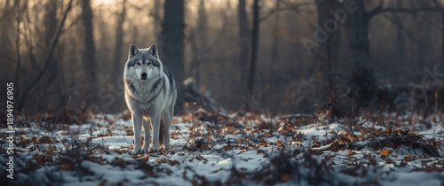 An Arctic Wolf wandering th...