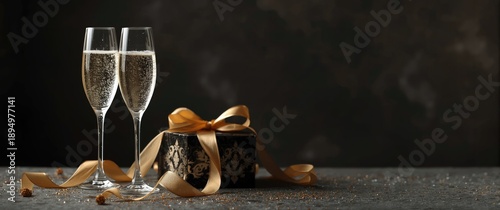 Christmas ribbon on a golde...