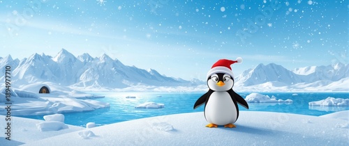 Holiday hat on a penguin